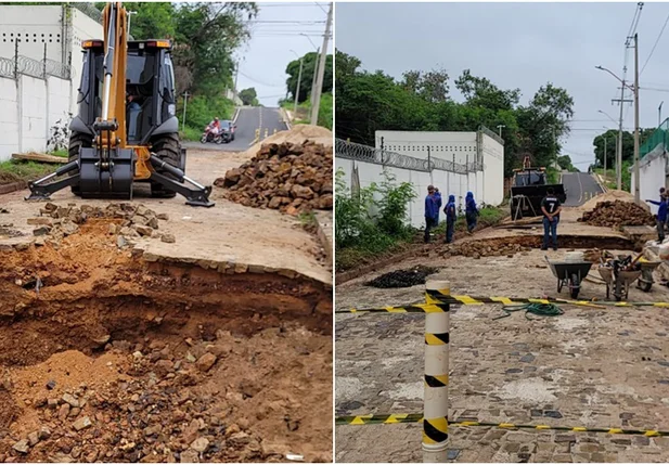 SAAD Leste inicia obra de reparo de cratera no bairro Santa Isabel
