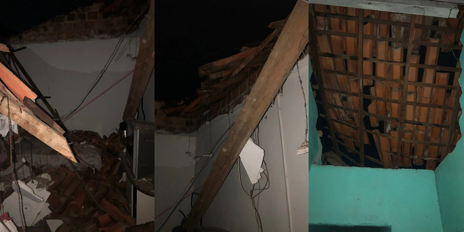 Teto de casa desabou no bairro Ilhotas