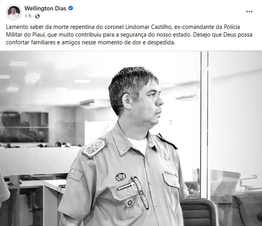 Wellington Dias lamenta falecimento de Lindomar Castilho