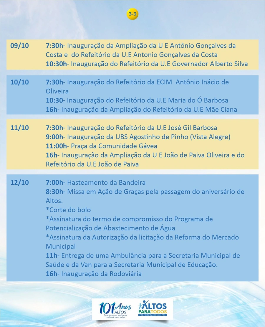 A programação continua até o dia 12 de outubro