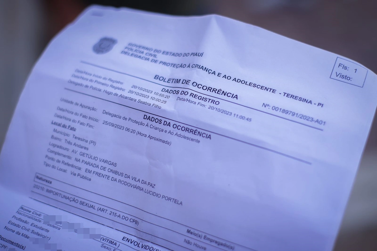 Boletim de Ocorrência registrado no dia 20 de outubro