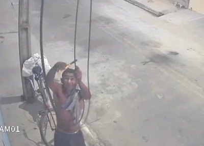 Câmera de segurança flagrou a ação criminosa na Pedra Mole