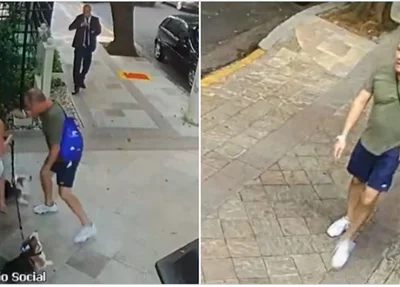Caroline Zanin e cachorros são agredidos na frente de prédio