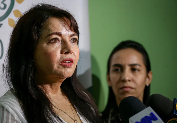 Deputada Estadual, Teresa Brito durante coletiva