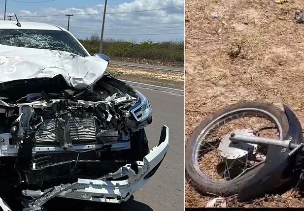 Dois trabalhadores da construção civil morreram após colisão entre uma Hilux e uma motocicleta