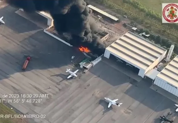 Duas pessoas morrem após avião cair e atingir hangar em Cuiabá