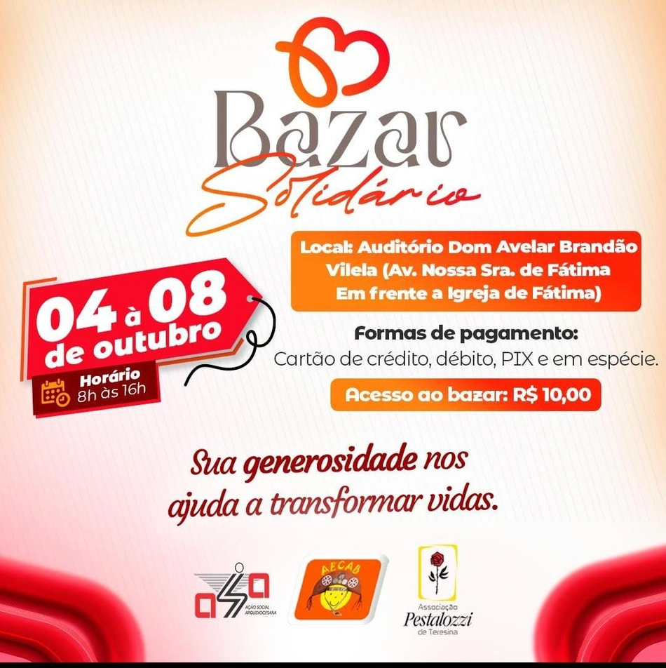 Evento acontecerá entre os dias 04 e 08 de outubro, no Auditório Dom Avelar Brandão Vilela, que fica na Av. Nossa Senhora de Fátima