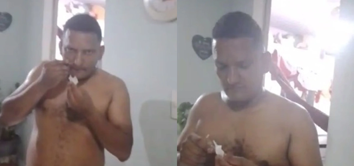 Homem de iniciais F. B. F. foi flagrado consumindo cocaína na frente do filho de 8 anos
