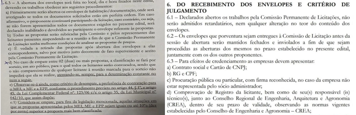 Item 6.3 do edital original foi completamente alterado no que parece ser um novo edital