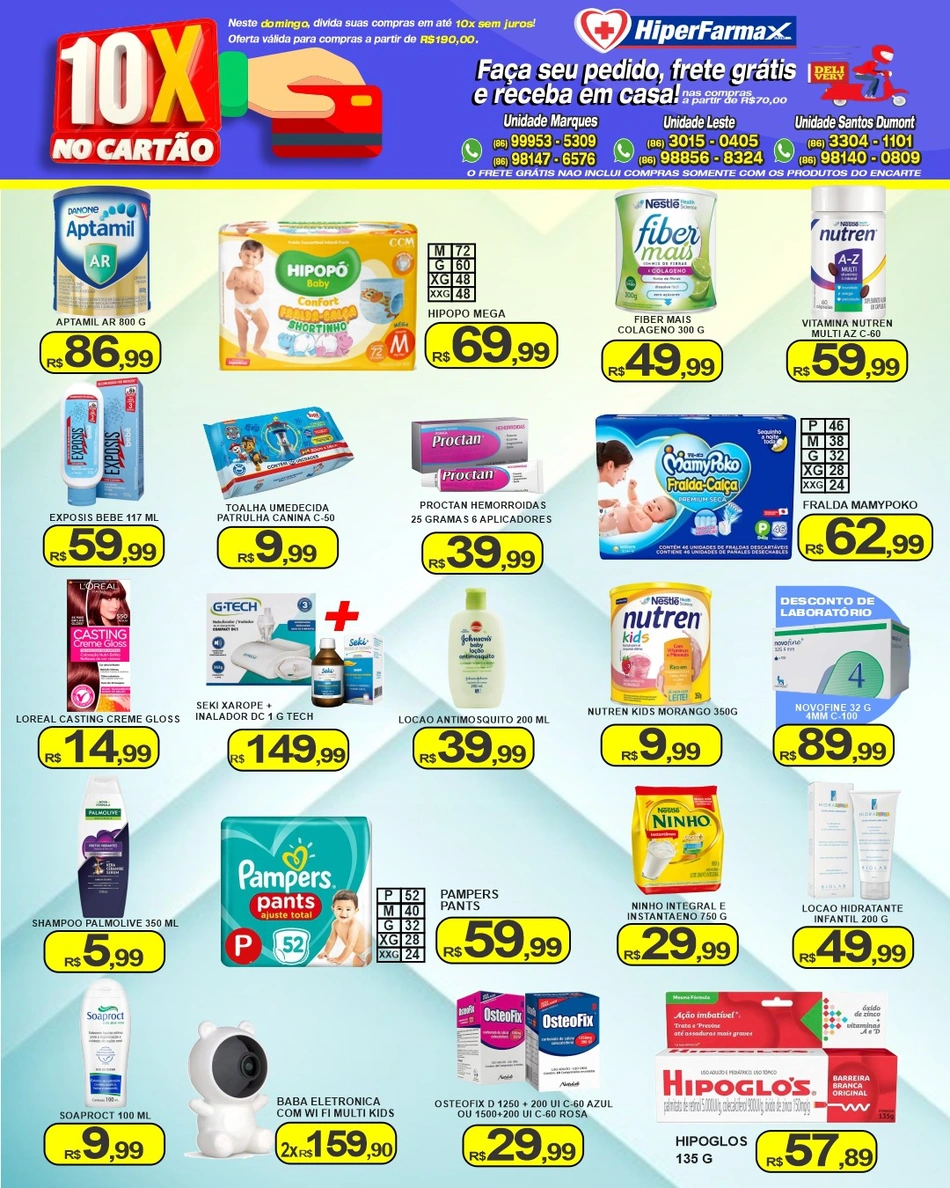 Mix de ofertas HiperFarmax em 10x no cartão