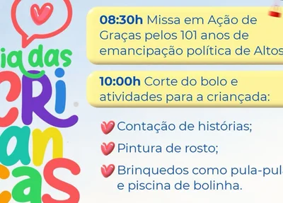 Prefeitura de Altos anuncia programação para o dia das crianças