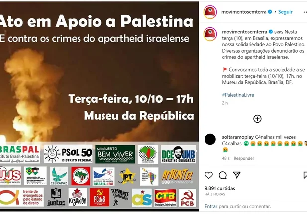 Publicação do MST em apoio ao grupo Hamas