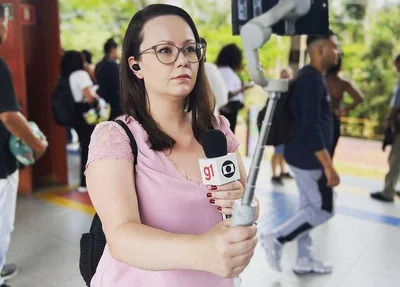 Repórter Beatriz Beckes fazia a transmissão pelo celular