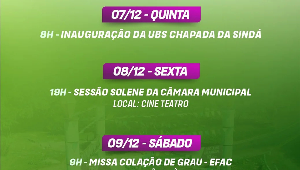 A semana contará com diversos eventos