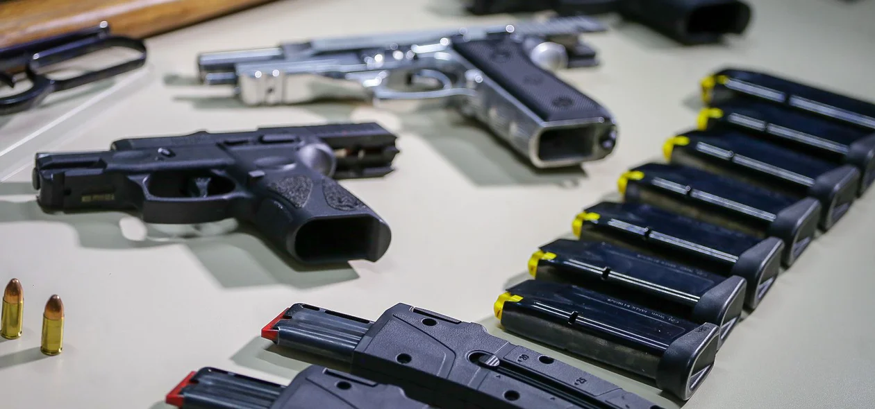 Armas e carregadores apreendidos durante operação interditados