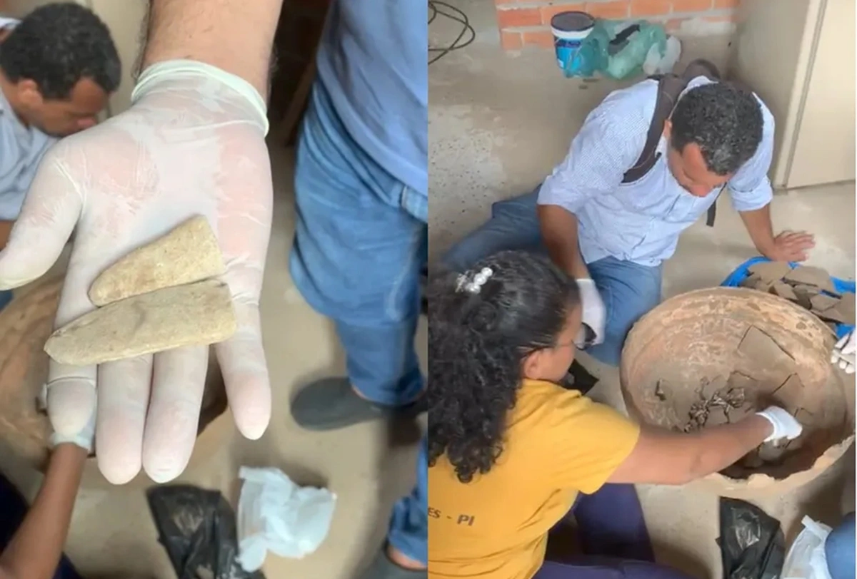 Arqueólogos e pesquisadores da UFPI trabalham na preservação e estudo da urna