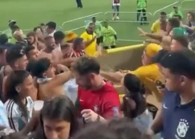 Briga entre torcedores de Brasil e Argentina
