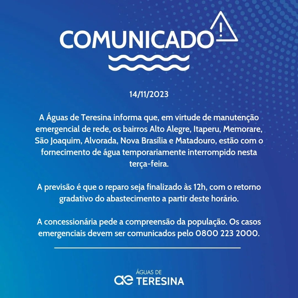 Comunicado realizado nesta terça-feira (14)