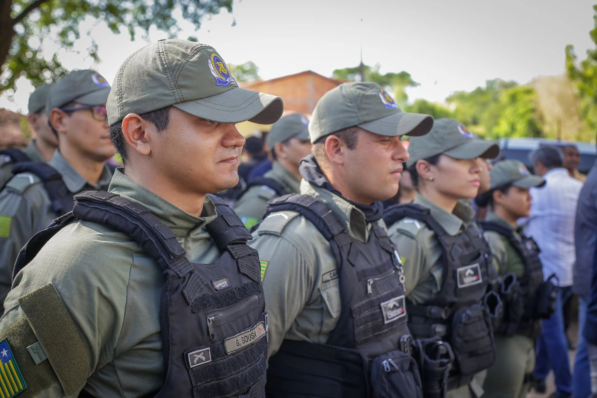 Equipes da PM na nova Unidade Integrada de Segurança Pública