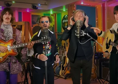 George Harrison, Ringo Starr, Paul McCartney e John Lennon reunidos virtualmente