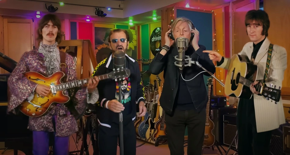 George Harrison, Ringo Starr, Paul McCartney e John Lennon reunidos virtualmente