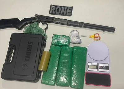 Material apreendido pela polícia