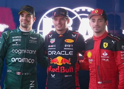 Pódio da pole position foi composto por Verstappen, Leclerc e Stroll