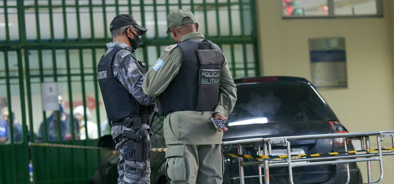 Polícia Militar no local onde vítima morreu