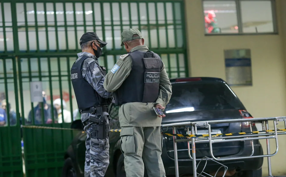 Polícia Militar no local onde vítima morreu