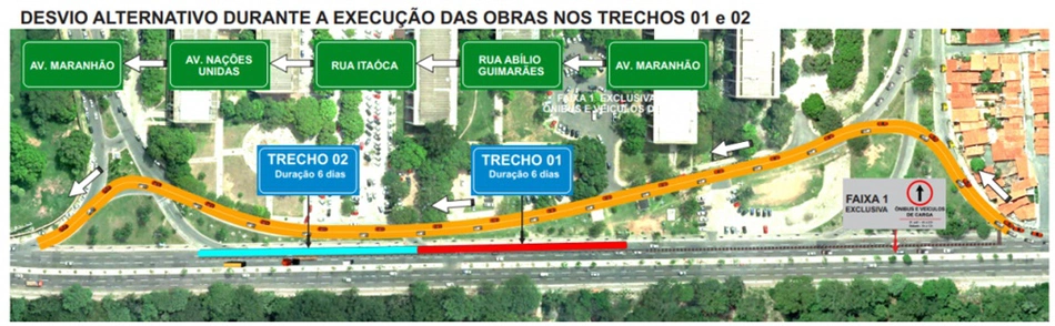 Primeiros trechos interditados durante as obras na Avenida Maranhão