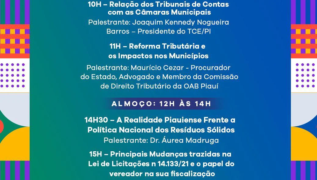 Programação do II Encontro Estadual do Legislativo Municipal