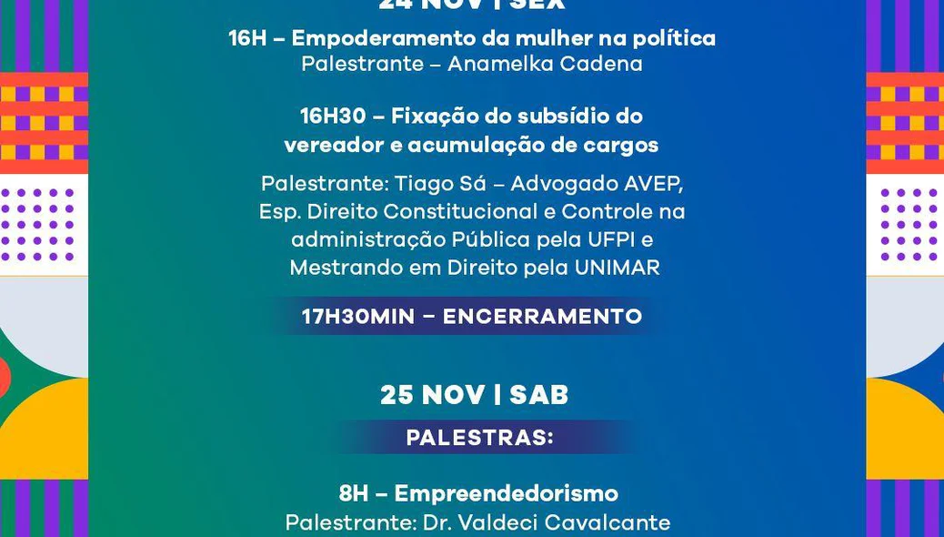 Programação do II Encontro Estadual do Legislativo Municipal