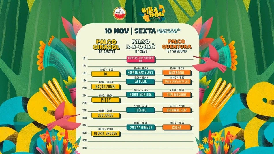 Programação do primeira dia do Festival Girasol
