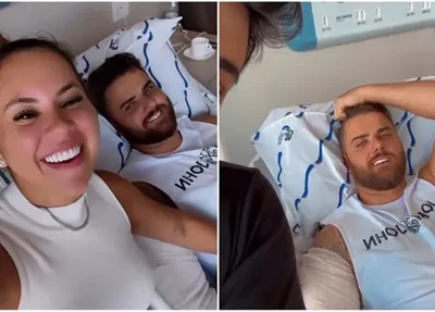 Esposa publicou fotos que mostram o cantor em recuperação