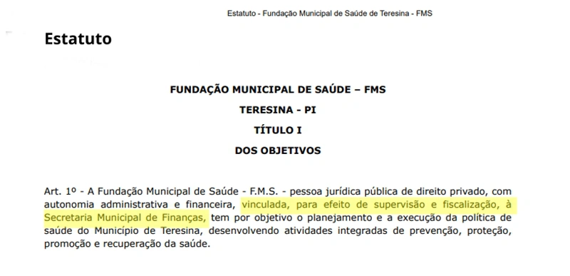 Estatuto da Fundação Municipal de Saúde