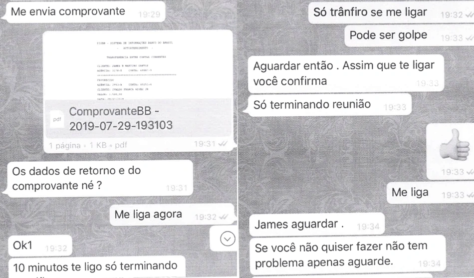 James enviou R$ 1.500 para o estelionatário achando que era seu primo