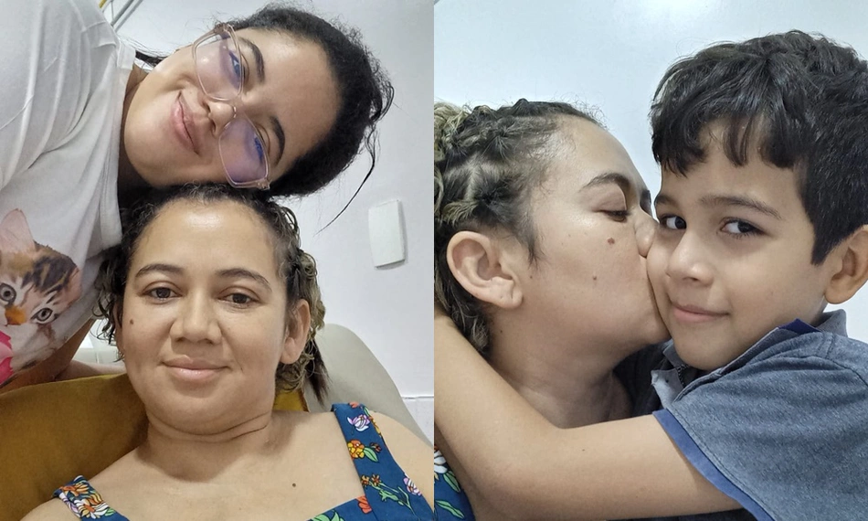 Laís Mendes Morais e os filhos