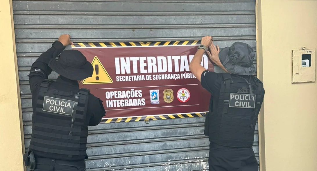 Loja fechada durante a nona fase da Operação Interditados
