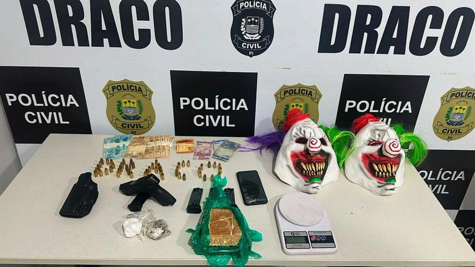 Objetos apreendidos com os suspeitos