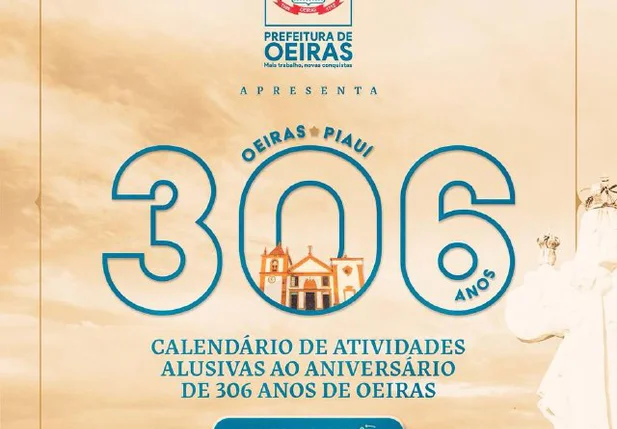 Prefeitura divulga programação alusiva ao aniversário de 306 anos de Oeiras