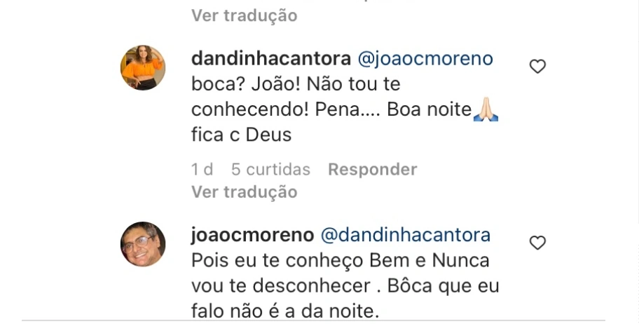 Discussão entre Dandinha e João Cláudio Moreno