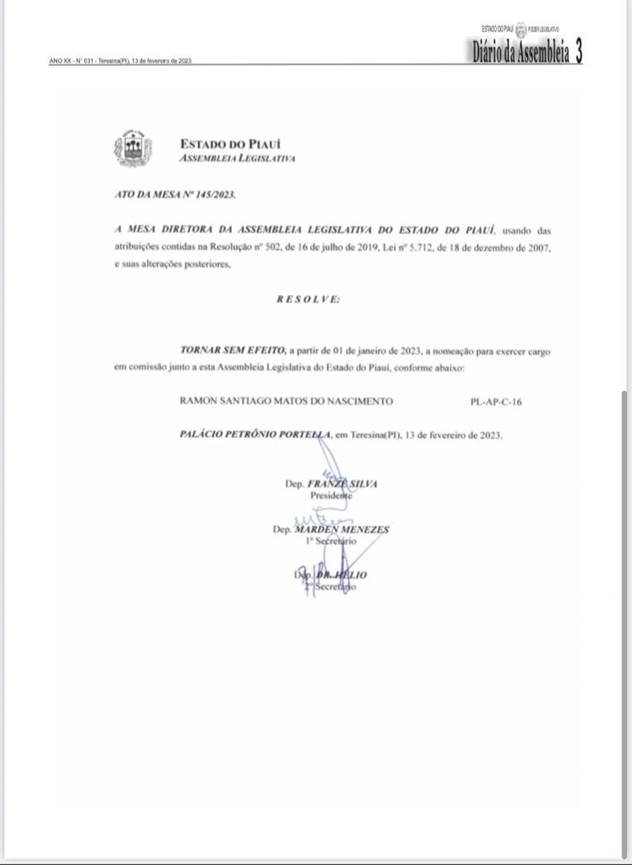 Exoneração de Ramon Santiago