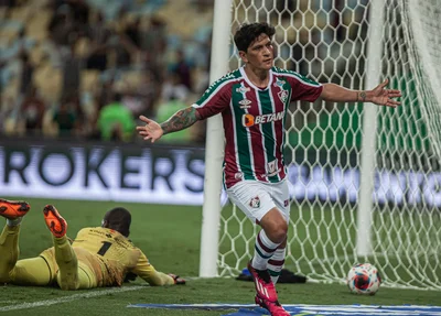 Germán Cano, comemorando gol sobre o Audax no Cariocão