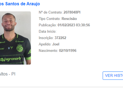Joel teve seu contrato rescindindo com o Altos