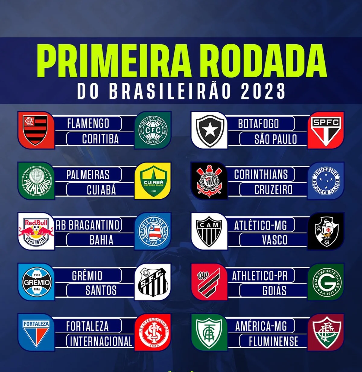 ✓ BRASILEIRÃO 2023 – TODOS OS JOGOS DO 1º TURNO 