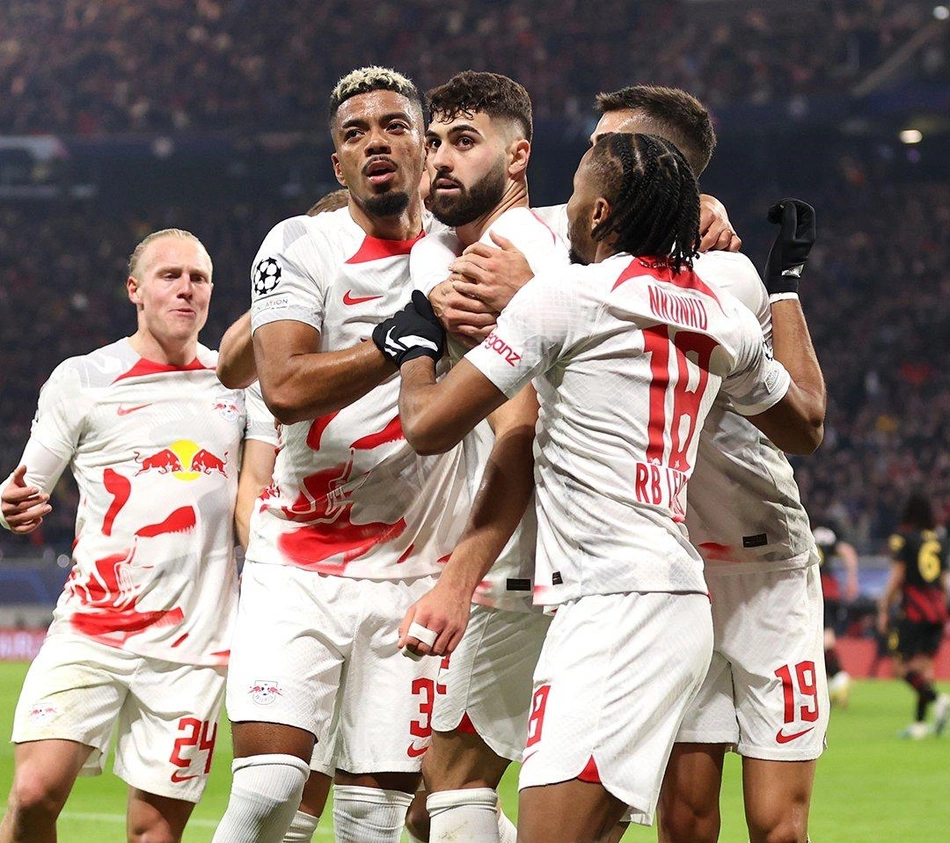 Leipzig comemora gol de empate contra o Manchester City