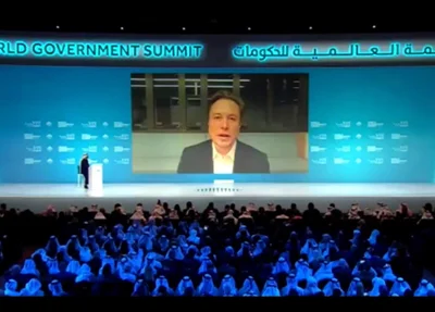 Musk durante videoconferência do The World Governmente