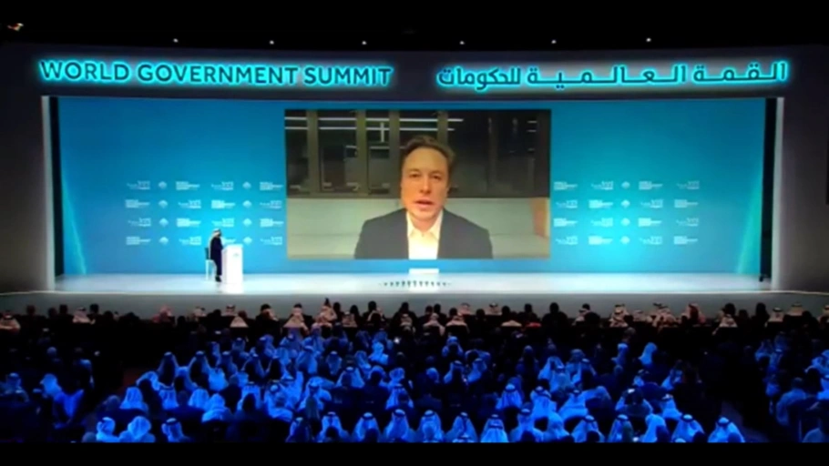 Musk durante videoconferência do The World Governmente