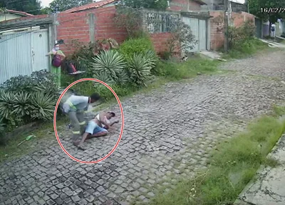 O bandido derrubou o homem enquanto ele saiu de casa para deixar a esposa no trabalho