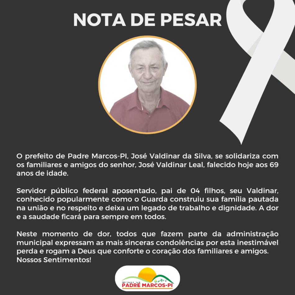 Prefeito lamentou a morte de Valdinar Leal